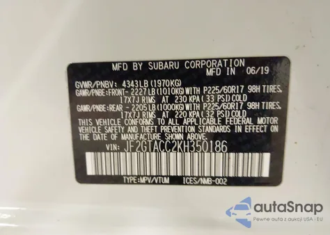 2019 Subaru Crosstrek 2.0I Premium из США, поврежденный, VIN JF2GTACC2KH350186